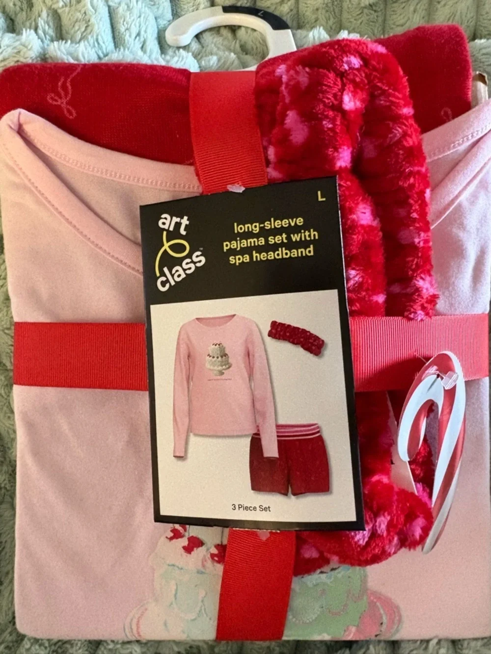 NWT-Large Cotton Kids Large long sleeve pajama set with headband